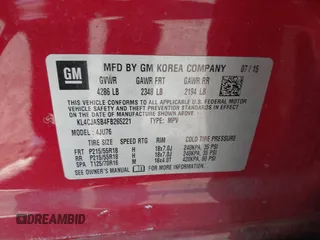 2015 Buick Encore with VIN KL4CJASB4FB265221, listed as a IAAI auction lot 41114066 with 55,759 mi miles. Bid and sale history available at carsss.com. Image 9.