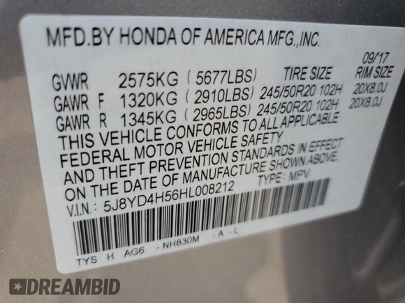 2017 Acura MDX Technology z VIN 5J8YD4H56HL008212, wystawiony jako Copart lot #59303895 z przebiegiem 5 145 mil mil oraz Szkoda całkowita • Salvage title. Historia ofert i sprzedaży dostępna na DreamBid. Obrazek 14.