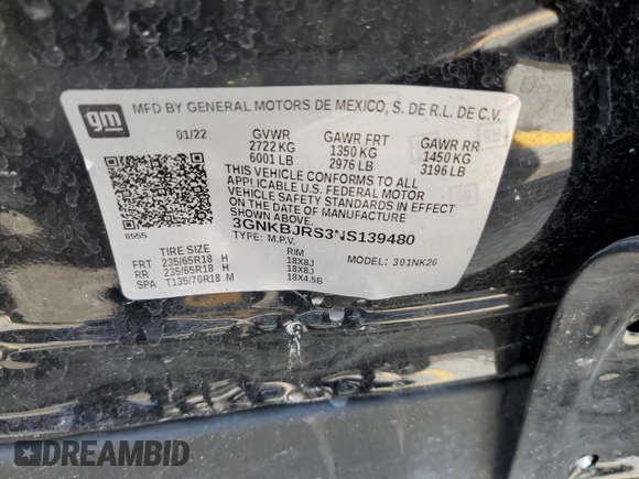 2022 Chevrolet Blazer LT с VIN 3GNKBJRS3NS139480, выставлен на аукционе Copart как лот 60823574 с пробегом 15 810 миль миль и Списание • Salvage title. История ставок и продаж доступна на DreamBid. Изображение 13.