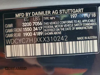 2019 Mercedes-Benz G 63 AMG with VIN WDCYC7HJXKX310242, listed as a Copart auction lot 46267745 with 69,171 mi miles and Salvage title. Bid and sale history available at DreamBid. Image 13.