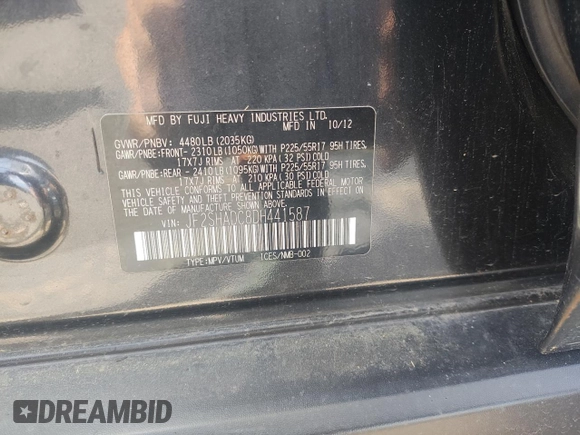 2013 Subaru Forester X Premium with VIN JF2SHADC8DH441587, listed as a Copart auction lot 58090975 with 163,170 mi miles and Clean title. Bid and sale history available at DreamBid. Image 10.