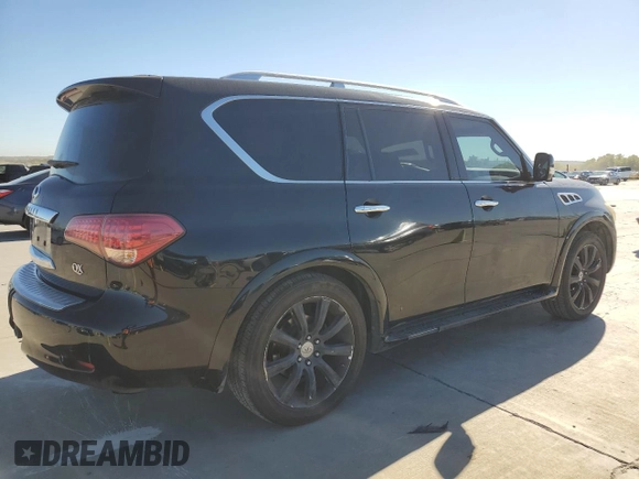 2012 Infiniti QX56 7-passenger with VIN JN8AZ2NF8C9515240, listed as a Copart auction lot 80625364 with 106,945 mi miles and Clean Title. Bid and sale history available at carsss.com. Image 3.