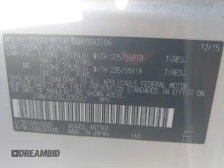 2016 Toyota RAV4 SE with VIN JTMNFREV3GJ070562, listed as a IAAI auction lot 41246655 with 89,174 mi miles and . Bid and sale history available at DreamBid. Image 9.