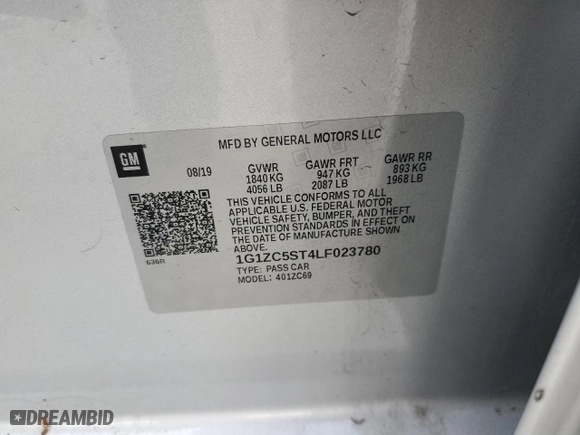 2020 Chevrolet Malibu LS with VIN 1G1ZC5ST4LF023780, listed as a Copart auction lot 45949795 with 119,595 mi miles and Salvage Title. Bid and sale history available at carsss.com. Image 14.
