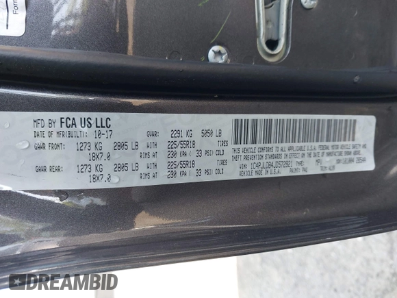 2018 Jeep Cherokee Limited с VIN 1C4PJLDB4JD572921, выставлен на аукционе IAAI как лот 42112382 с пробегом 102 700 миль миль и . История ставок и продаж доступна на DreamBid. Изображение 9.