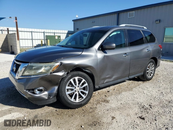 2016 Nissan Pathfinder SV with VIN 5N1AR2MNXGC618121, listed as a Copart auction lot 49556115 with 97,409 mi miles and Salvage Title. Bid and sale history available at carsss.com. Image 1.