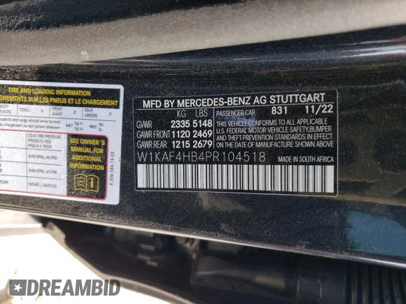2023 Mercedes-Benz C 300 z VIN W1KAF4HB4PR104518, wystawiony jako Copart lot #71534004 z przebiegiem 32 096 mil mil oraz Szkoda całkowita • Salvage title. Historia ofert i sprzedaży dostępna na DreamBid. Obrazek 12.