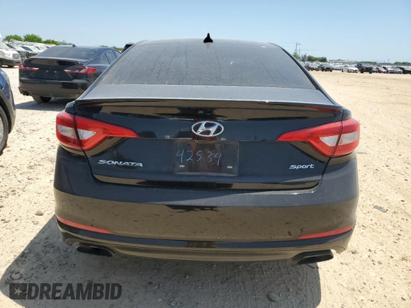2017 Hyundai Sonata Sport with VIN 5NPE34AF2HH580647, listed as a Copart auction lot 52168185 with 149,613 mi miles and Salvage Title. Bid and sale history available at DreamBid. Image 6.