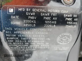2000 Cadillac Catera z VIN W06VR54R6YR115972, wystawiony jako Copart lot #46255395 z przebiegiem 186 416 mil mil oraz Czysty tytuł • Clean title. Historia ofert i sprzedaży dostępna na DreamBid. Obrazek 12.
