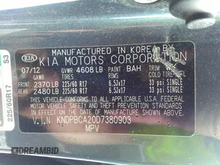 2013 Kia Sportage LX z VIN KNDPBCA20D7380903, wystawiony jako IAAI lot #42577970 z przebiegiem 112 689 mil mil oraz . Historia ofert i sprzedaży dostępna na DreamBid. Obrazek 9.