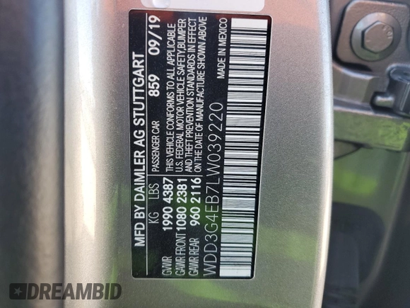 2020 Mercedes-Benz A 220 with VIN WDD3G4EB7LW039220, listed as a Copart auction lot 86135074 with Not Provided miles and Salvage Title. Bid and sale history available at DreamBid. Image 14.