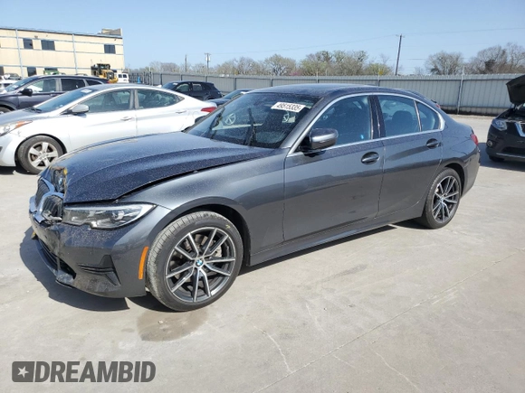 2019 BMW 3 Series 330i with VIN WBA5R1C51KFH15569, listed as a Copart auction lot 49515335 with 0 mi miles and Salvage Title. Bid and sale history available at carsss.com. Image 1.