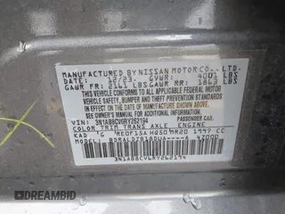 2024 Nissan Sentra SV with VIN 3N1AB8CV6RY262194, listed as a IAAI auction lot 41947048 with 5,629 mi miles and . Bid and sale history available at DreamBid. Image 9.