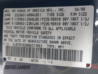 2008 Acura RDX with VIN 5J8TB18288A017963, listed as a IAAI auction lot 41976731 with 140,418 mi miles. Bid and sale history available at carsss.com. Image 9.