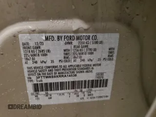 2024 Ford Maverick Lariat z VIN 3FTTW8S9XRRA14538, wystawiony jako Copart lot #47984325 z przebiegiem 18 503 mil mil oraz Szkody całkowita. Historia ofert i sprzedaży dostępna na DreamBid. Obrazek 15.
