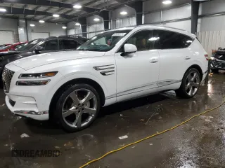 2021 Genesis GV80 Advanced Plus with VIN KMUHCESC9MU039065, listed as a Copart auction lot 83432074 with 35,450 mi miles and Salvage Title. Bid and sale history available at DreamBid. Image 1.