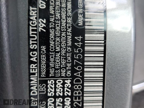 2013 Mercedes-Benz E-Class E 350 Luxury BlueTEC with VIN WDDHF2EB8DA675544, listed as a Copart auction lot 48018685 with 0 mi miles and Salvage Title. Bid and sale history available at carsss.com. Image 12.
