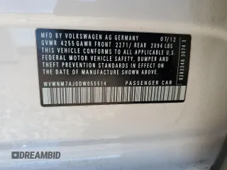2013 Volkswagen Golf TDI w/Sunroof & Nav with VIN WVWNM7AJ0DW055514, listed as a Copart auction lot 81526564 with 111,386 mi miles and Salvage title. Bid and sale history available at DreamBid. Image 12.