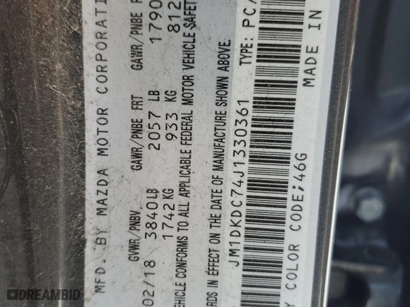 2018 Mazda CX-3 Touring with VIN JM1DKDC74J1330361, listed as a Copart auction lot 87892475 with 126,177 mi miles and Clean Title. Bid and sale history available at carsss.com. Image 12.