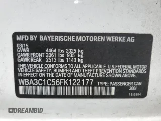 2015 BMW 3 Series 328i with VIN WBA3C1C56FK122177, listed as a Copart auction lot 57333625 with 102,399 mi miles and Salvage title. Bid and sale history available at DreamBid. Image 12.