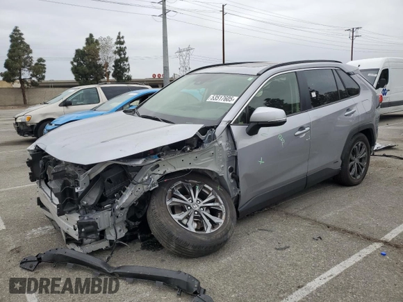 2023 Toyota RAV4 Hybrid XLE Premium with VIN JTMB6RFV4PD115993, listed as a Copart auction lot 53517605 with 19,568 mi miles and Salvage Title. Bid and sale history available at carsss.com. Image 1.