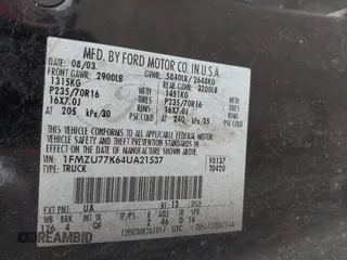 2004 Ford Explorer Sport Trac XLS with VIN 1FMZU77K64UA21537, listed as a IAAI auction lot 42697234 with 177,944 mi miles and . Bid and sale history available at DreamBid. Image 9.