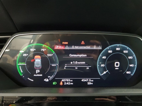 2021 Audi e-tron Premium with VIN WA1AAAGE5MB008396, listed as a Copart auction lot 46050784 with 40,765 mi miles. Bid and sale history available at carsss.com. Image 9.