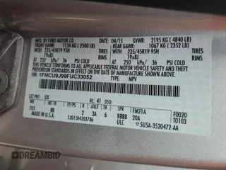 2015 Ford Escape Titanium с VIN 1FMCU9J99FUC33052, выставлен на аукционе Copart как лот 56508365 с пробегом Не указан миль и На запчасти • Non repairable. История ставок и продаж доступна на DreamBid. Изображение 13.