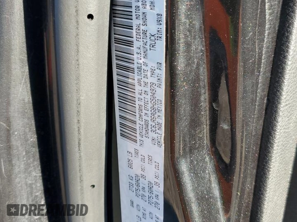 2017 Ram 1500 Tradesman with VIN 3C6JR6AG8HG504979, listed as a Copart auction lot 43332495 with 69,936 mi miles and Salvage title. Bid and sale history available at DreamBid. Image 12.