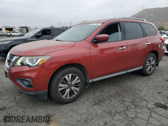 2017 Nissan Pathfinder S with VIN 5N1DR2MN9HC601356, listed as a Copart auction lot 62327685 with 111,588 mi miles and Salvage title. Bid and sale history available at DreamBid. Image 1.