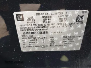2017 Cadillac XT5 FWD с VIN 1GYKNARS1HZ252815, выставлен на аукционе IAAI как лот 42060250 с пробегом 49 775 миль миль и . История ставок и продаж доступна на DreamBid. Изображение 9.