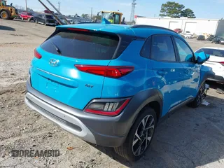 2023 Hyundai Kona Limited with VIN KM8K53A3XPU954113, listed as a IAAI auction lot 41744345 with 23,195 mi miles. Bid and sale history available at carsss.com. Image 4.