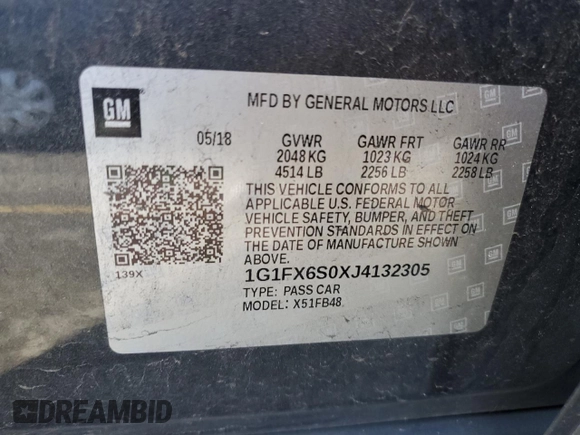 2018 Chevrolet Bolt EV Premier with VIN 1G1FX6S0XJ4132305, listed as a Copart auction lot 43980775 with 73,898 mi miles and Salvage Title. Bid and sale history available at carsss.com. Image 12.