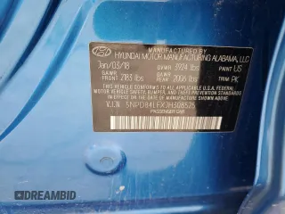 2018 Hyundai Elantra SEL with VIN 5NPD84LFXJH308525, listed as a Copart auction lot 52848645 with 96,191 mi miles and Salvage Title. Bid and sale history available at DreamBid. Image 12.