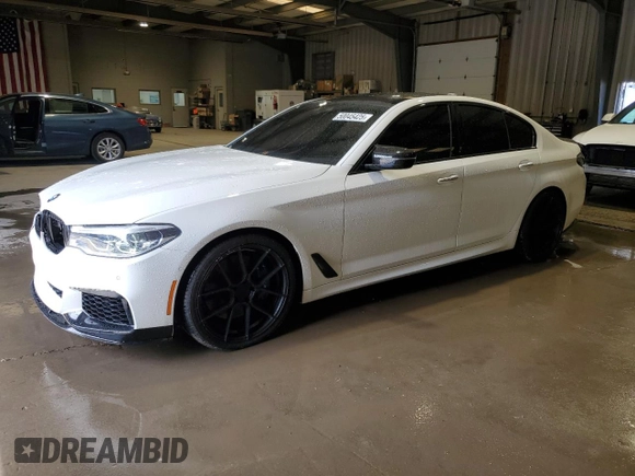 2018 BMW 5 Series M550i xDrive with VIN WBAJB9C5XJB035514, listed as a Copart auction lot 50045425 with 76,325 mi miles and Salvage Title. Bid and sale history available at carsss.com. Image 1.