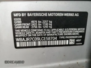2020 BMW 5 Series 530i xDrive with VIN WBAJR7C09LCE58704, listed as a Copart auction lot 49900615 with 33,167 mi miles and Salvage title. Bid and sale history available at DreamBid. Image 12.