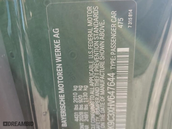 2017 BMW 2 Series 230i with VIN WBA2K9C3XHV647644, listed as a Copart auction lot 81799974 with 36,275 mi miles and Salvage Title. Bid and sale history available at carsss.com. Image 12.