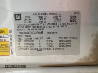 2013 GMC Acadia Denali z VIN 1GKKRTKD0DJ204933, wystawiony jako Copart lot #58324885 z przebiegiem 201 773 mil mil oraz Czysty tytuł • Clean title. Historia ofert i sprzedaży dostępna na DreamBid. Obrazek 14.