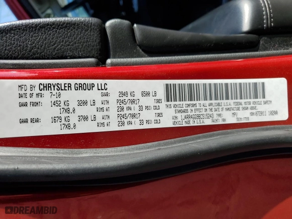2011 Jeep Grand Cherokee Laredo with VIN 1J4RR4GG9BC515243, listed as a Copart auction lot 46434795 with 138,625 mi miles and Salvage Title. Bid and sale history available at carsss.com. Image 12.