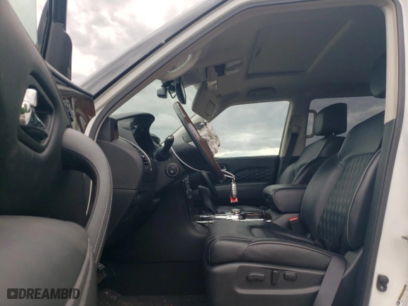 2018 Infiniti QX80 with VIN JN8AZ2NE7J9194411, listed as a Copart auction lot 58327864 with 0 mi miles and Salvage Title. Bid and sale history available at carsss.com. Image 7.