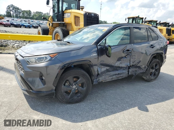 2021 Toyota RAV4 Hybrid XSE with VIN 2T3E6RFV8MW005489, listed as a Copart auction lot 56984825 with 92,632 mi miles and Salvage title. Bid and sale history available at DreamBid. Image 1.