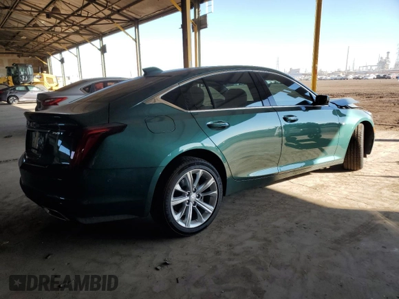 2025 Cadillac CT5 Premium Luxury with VIN 1G6DN5RK9S0106523, listed as a Copart auction lot 81950944 with 158 mi miles and Salvage title. Bid and sale history available at DreamBid. Image 3.