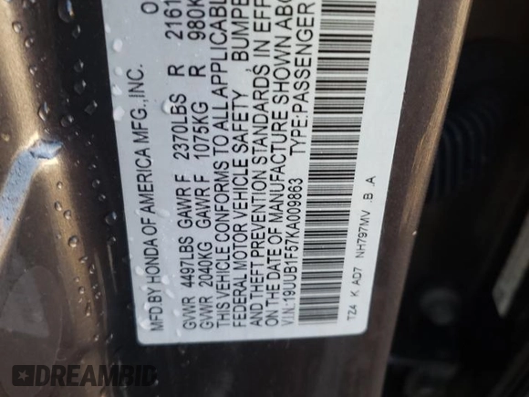 2019 Acura TLX w/Technology Pkg with VIN 19UUB1F57KA009863, listed as a Copart auction lot 68909322 with 17,031 mi miles. Bid and sale history available at carsss.com. Image 14.