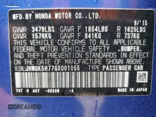 2016 Honda Fit EX with VIN JHMGK5H77GX001055, listed as a Copart auction lot 54248615 with 81,912 mi miles and Clean title. Bid and sale history available at DreamBid. Image 13.
