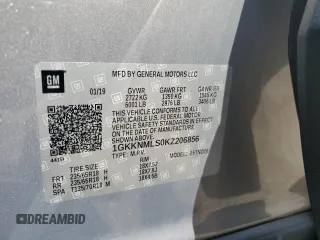 2019 GMC Acadia SLT z VIN 1GKKNMLS0KZ206856, wystawiony jako Copart lot #54058015 z przebiegiem 88 433 mil mil oraz Szkoda całkowita • Salvage title. Historia ofert i sprzedaży dostępna na DreamBid. Obrazek 14.