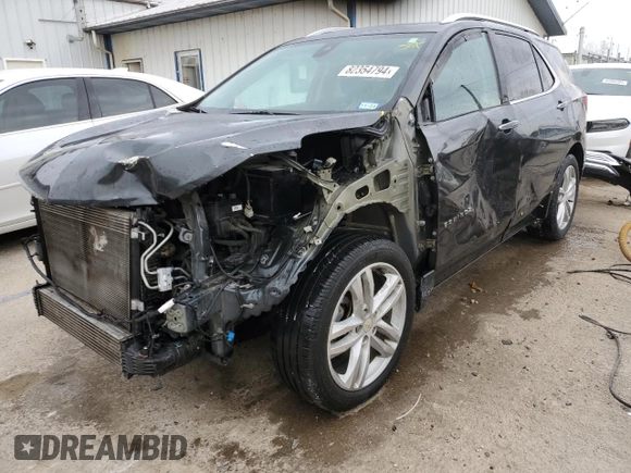 2019 Chevrolet Equinox Premier z VIN 2GNAXPEX2K6151230, wystawiony jako Copart lot #82354794 z przebiegiem 107 854 mil mil oraz Szkoda całkowita • Salvage title. Historia ofert i sprzedaży dostępna na DreamBid. Obrazek 1.
