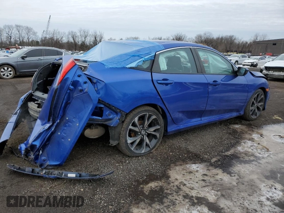 2019 Honda Civic Sport with VIN 2HGFC2F82KH536524, listed as a Copart auction lot 45204115 with 74,808 mi miles and Salvage Title. Bid and sale history available at DreamBid. Image 3.