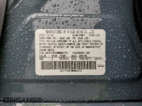 2021 Infiniti Q50 Red Sport 400 with VIN JN1FV7DR3MM880772, listed as a Copart auction lot 49271275 with Not Provided miles and Salvage Title. Bid and sale history available at carsss.com. Image 12.