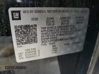 2019 Chevrolet Silverado 1500 LTZ with VIN 3GCUYGED6KG274977, listed as a Copart auction lot 50276525 with 80,926 mi miles and Salvage Title. Bid and sale history available at DreamBid. Image 12.