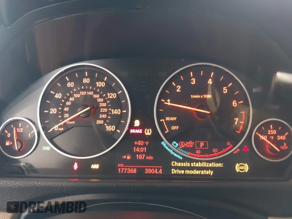 2013 BMW 3 Series 328i with VIN WBA3A5C52DF351684, listed as a IAAI auction lot 41253909 with 177,368 mi miles. Bid and sale history available at carsss.com. Image 7.